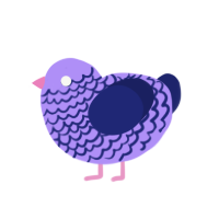 Second Degree, a lilac and navy chicken with a lace pattern