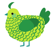 A lime and viridian chicken with a lace pattern