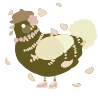 A lilac and navy chicken with a half-bar pattern
