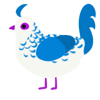 A white and sapphire chicken with a half-lace pattern