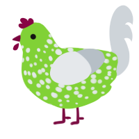 A grass and mist chicken with a speckle pattern