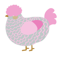 A silver and pink chicken with a lace pattern