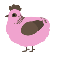 A pink and bark chicken with a neck-band pattern