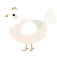 A cream and white chicken with a head pattern