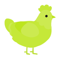 A lime chicken with a head pattern