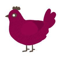 A maroon chicken with a double-lace pattern