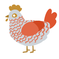 A mist and vermilion chicken with a lace pattern