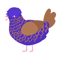 A indigo and brown chicken with a lace pattern