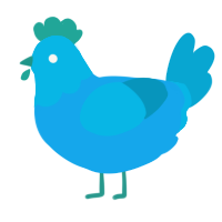 A sky and cerulean chicken with a head pattern