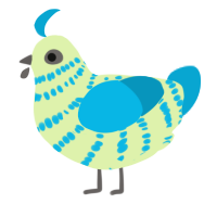 A apple and cerulean chicken with a bar pattern