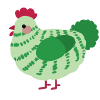 A gluppy and viridian chicken with a bar pattern