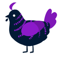 A tumblr and violet chicken with a half-bar pattern