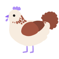 A cream and russet chicken with a neck-speckle pattern