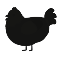 A black chicken with a head pattern
