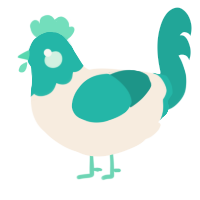 A cream and turquoise chicken with a head pattern