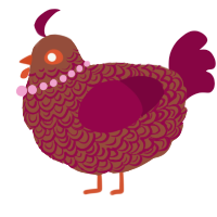 A russet and maroon chicken with a double-lace pattern