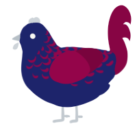 A navy and maroon chicken with a half-lace pattern