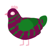 A wine and leaf chicken with a bar pattern