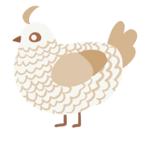 A white and beige chicken with a lace pattern