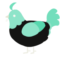 A black and mint chicken with a head pattern