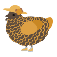 A bark and orange chicken with a lace pattern