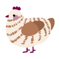 A cream and brown chicken with a bar pattern