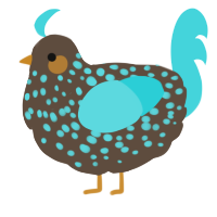 A bark and aqua chicken with a speckle pattern