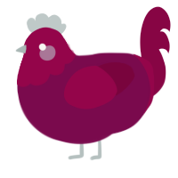 A wine and maroon chicken with a head pattern