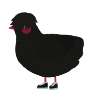 A sable and black chicken with a lace pattern