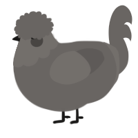 A grey chicken with a head pattern