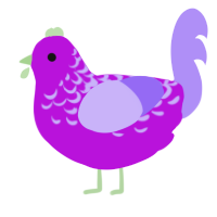 A amethyst and lilac chicken with a half-lace pattern