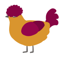 A orange and maroon chicken