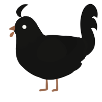 A black chicken with a head pattern