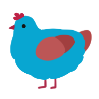 A cerulean and red chicken