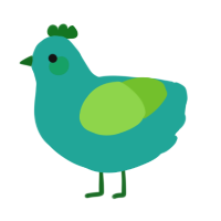A turquoise and grass chicken
