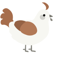 A white and brown chicken