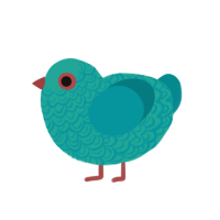 (unnamed), a turquoise and teal chicken with a double-lace pattern