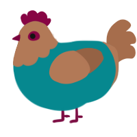 A teal and brown chicken with a head pattern