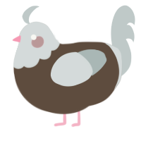 A bark and silver chicken with a head pattern