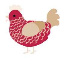 A crimson and beige chicken with a lace pattern