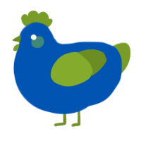 A ultramarine and chartreuse chicken