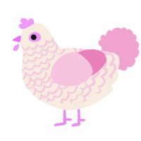 A cream and pink chicken with a lace pattern