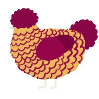 A honey and maroon chicken with a lace pattern