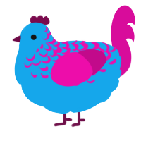 A sky and fuchsia chicken with a half-lace pattern