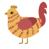 A honey and red chicken with a bar pattern
