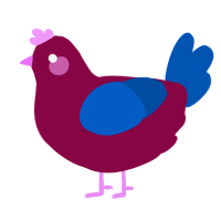 A maroon and ultramarine chicken