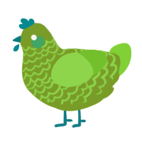 A chartreuse and grass chicken with a lace pattern