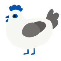 A white and grey chicken