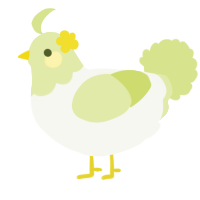 A white and lemon chicken with a head pattern