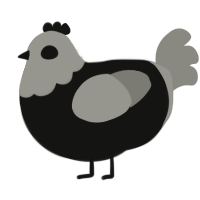 A black and ash chicken with a head pattern